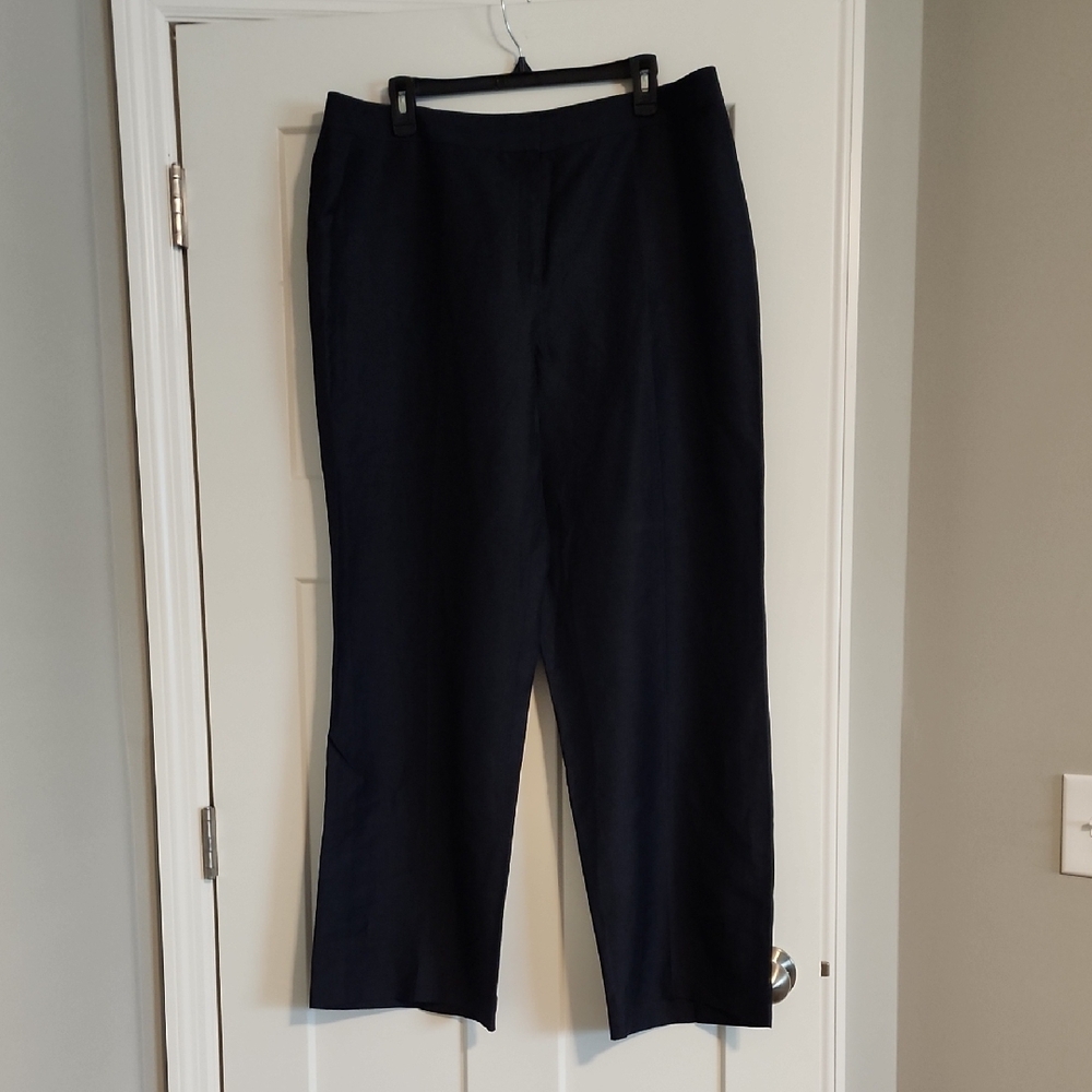 Lafayette 148 New York Linen Wool Blend Navy Pants / Trousers